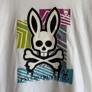 Psycho Bunny Tshirt Men Size Medium Graphic Logo White Tee